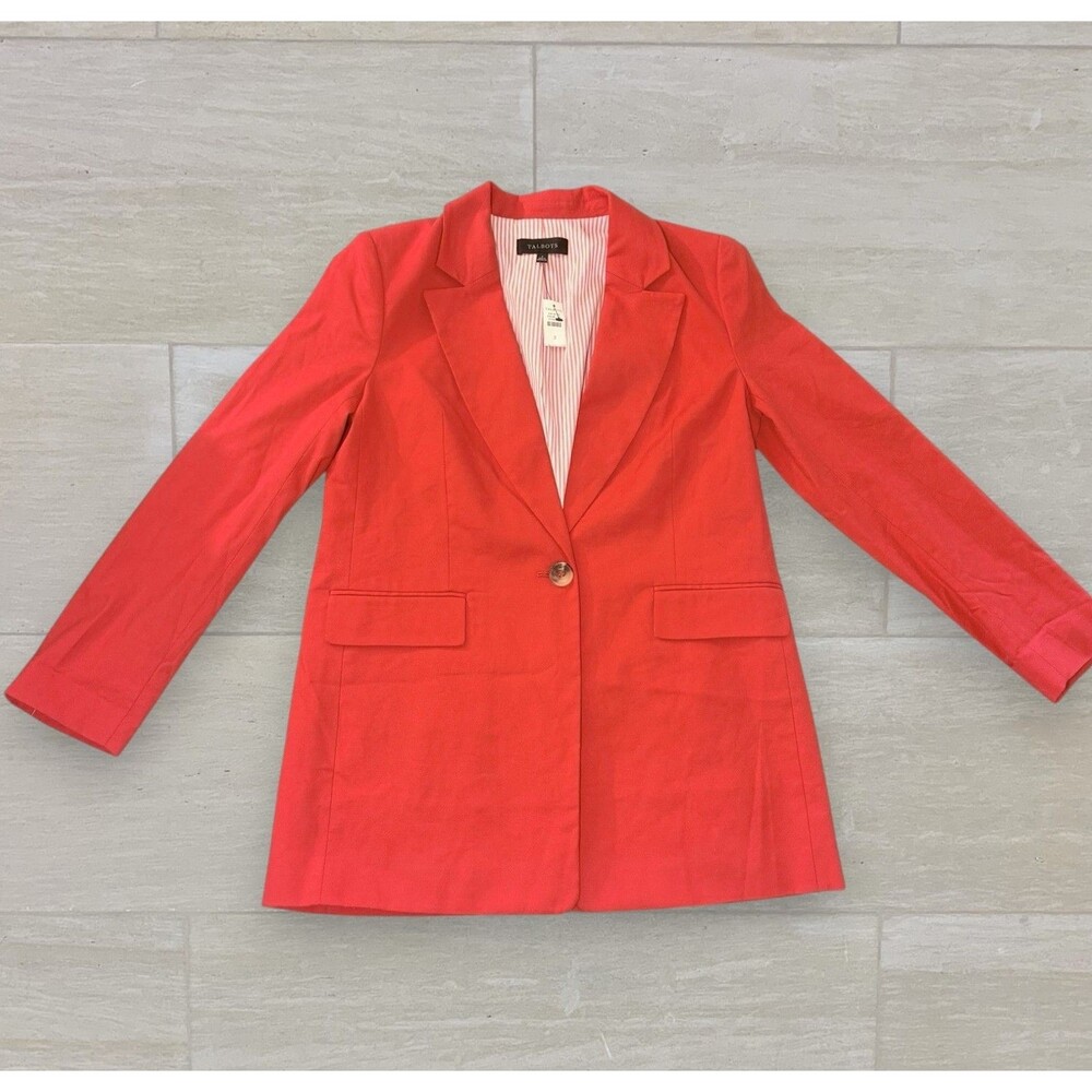 Talbots Relaxed 90s Blazer Size 2 Red Pepper Linen Cotton NWT Workwear Jacket